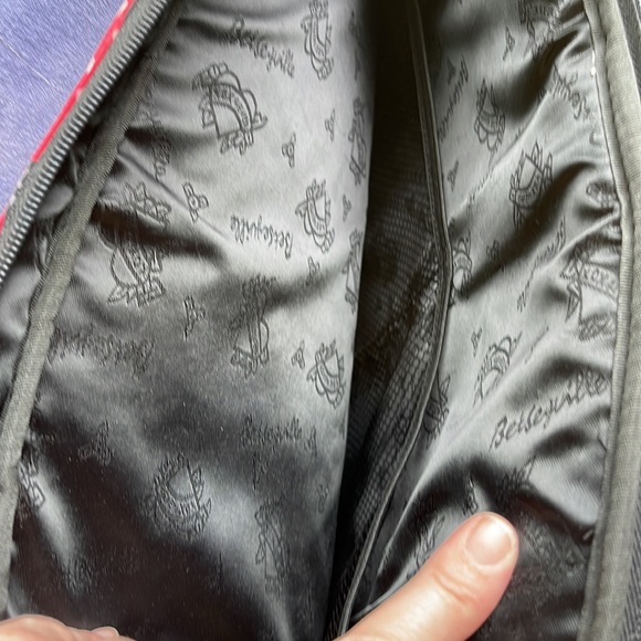 Betseyville Bag red polka dot black bows patent like top handles metal emblem - Picture 4 of 6